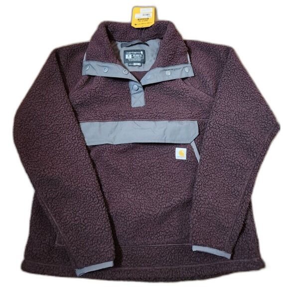 Carhartt Women’s Fleece Pullover | Size M | Blackberry Heather | 1/4 Snap | NWT - Picture 1 of 11